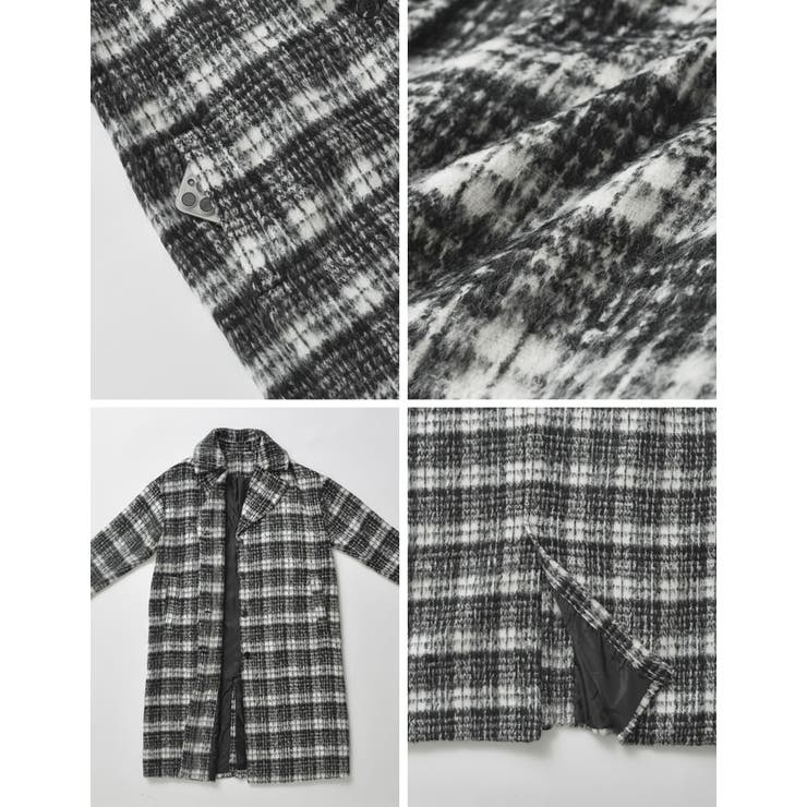 起毛チェック柄ロングチェスターコート | Re:EDIT | 詳細画像37 