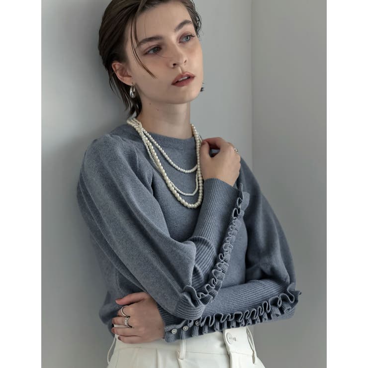 ビジュー×フリルスリーブニットトップス[品番：GS000022469]｜Re:EDIT