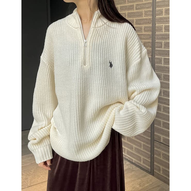 日本全国送料無料商品 | 特集 | ワンポイント刺繍ハーフジップニットトップス[品番：GS000022494 トップス