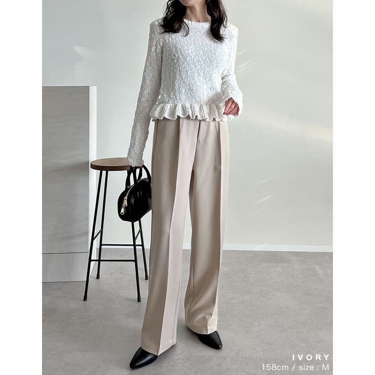 MACHATT フリルカラーリブニット　アイボリー MACHATT フリルカラーリブニット アイボリー 新品☆MACHATT フリル