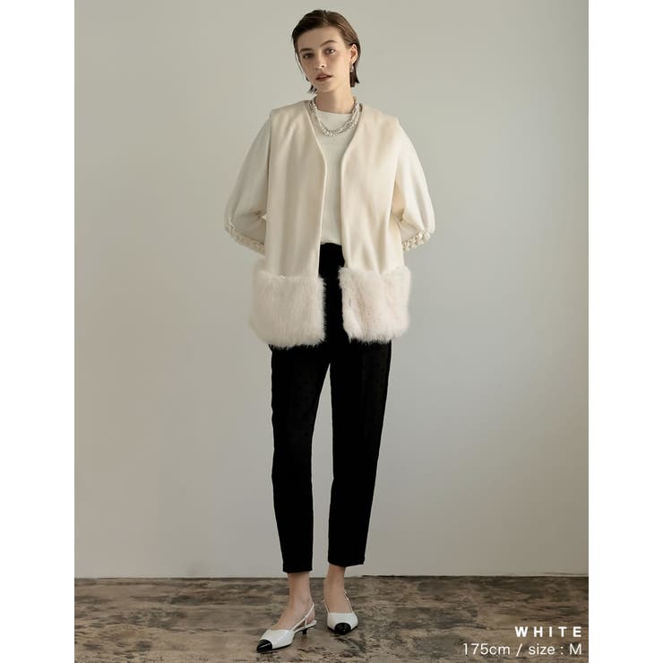 シャギーメルトン裾フェイクファーベスト | Re:EDIT | 詳細画像13 