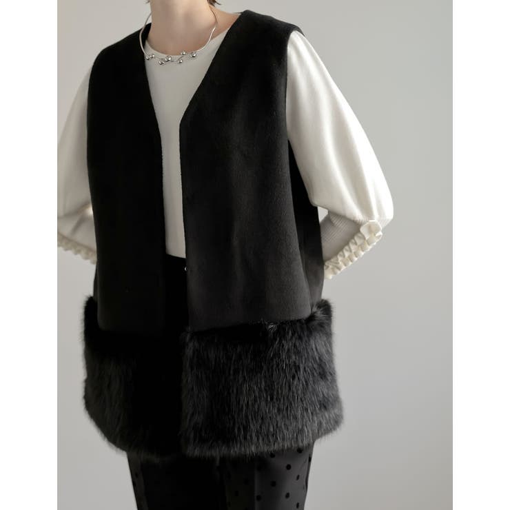 シャギーメルトン裾フェイクファーベスト | Re:EDIT | 詳細画像7 