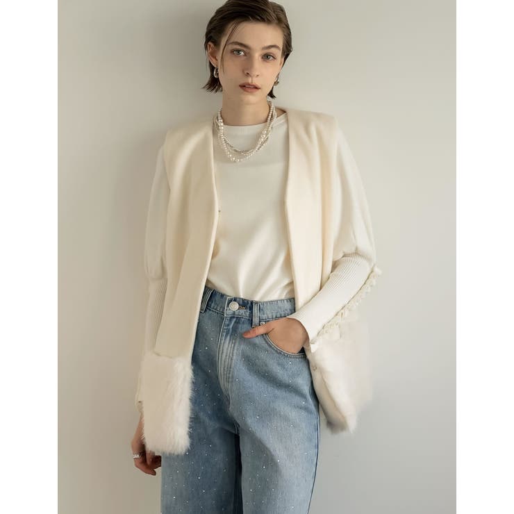 シャギーメルトン裾フェイクファーベスト | Re:EDIT | 詳細画像21 