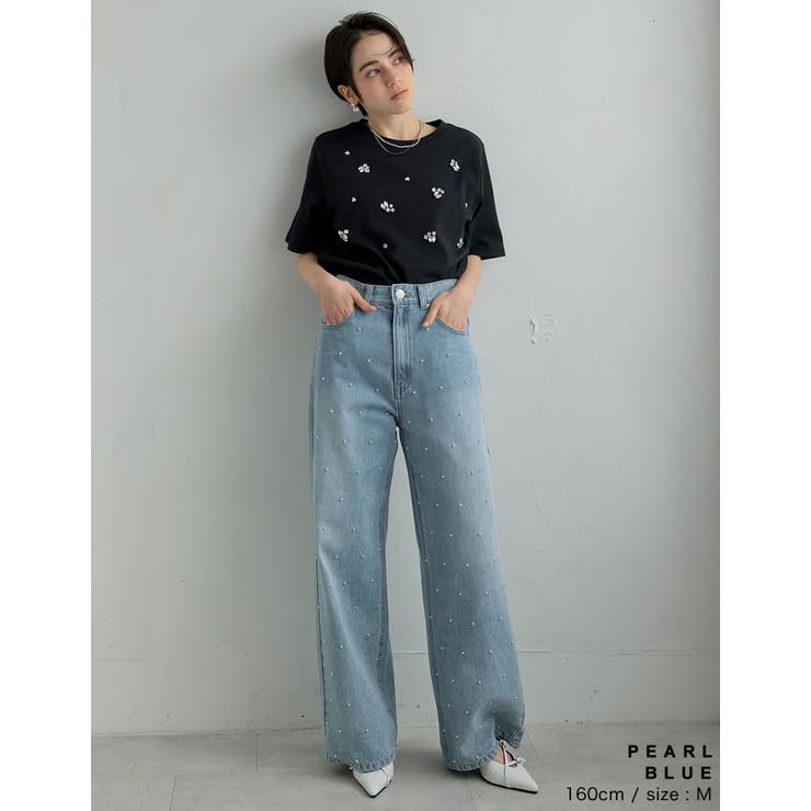 ラインストーンorパールコットンデニムバギーパンツ | Re:EDIT | 詳細画像24 
