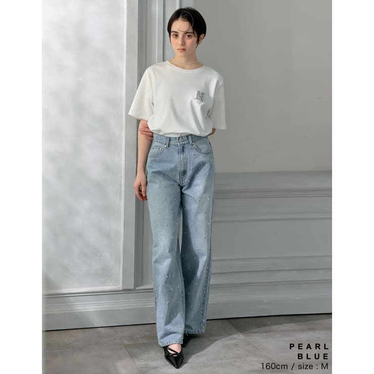 ラインストーンorパールコットンデニムバギーパンツ | Re:EDIT | 詳細画像26 