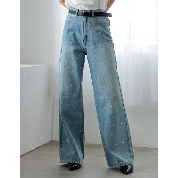 ラインストーンorパールコットンデニムバギーパンツ | Re:EDIT | 詳細画像28 