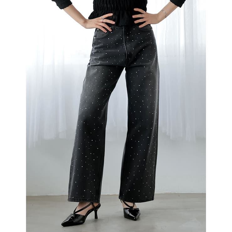 ラインストーンorパールコットンデニムバギーパンツ | Re:EDIT | 詳細画像37 