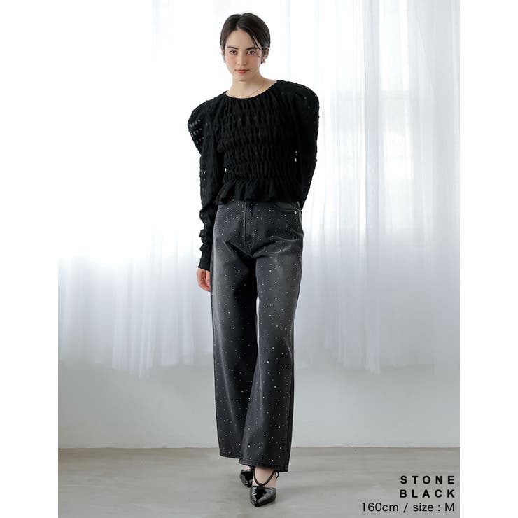 ラインストーンorパールコットンデニムバギーパンツ | Re:EDIT | 詳細画像38 