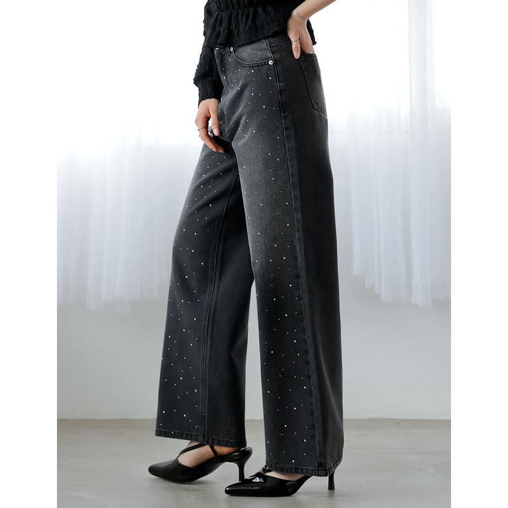 ラインストーンorパールコットンデニムバギーパンツ | Re:EDIT | 詳細画像39 