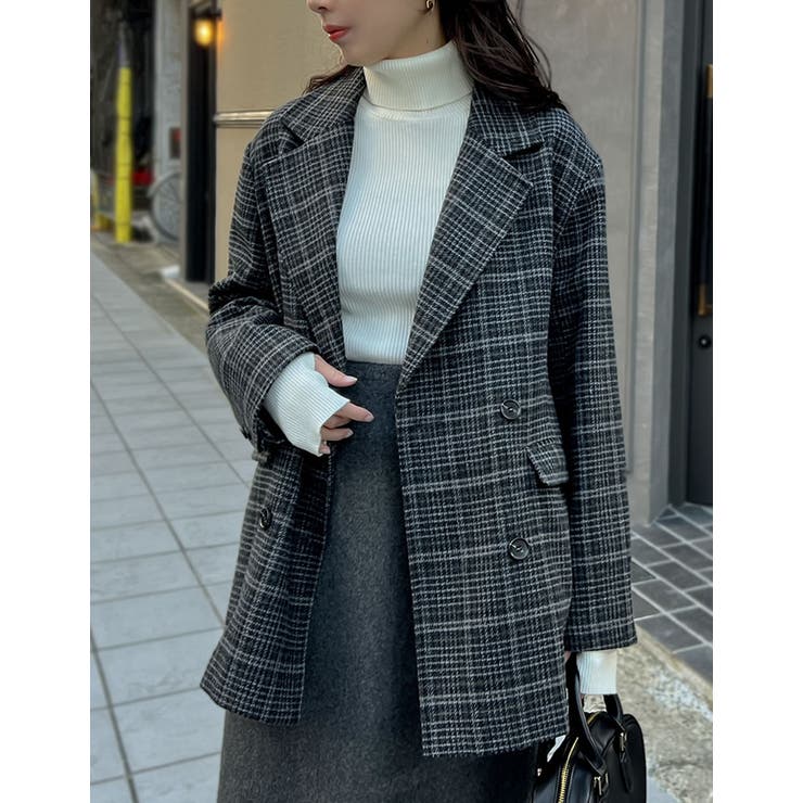 ウール混チェックor無地ミドルコート | Re:EDIT | 詳細画像4 