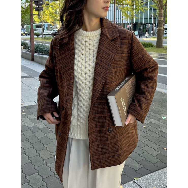 ウール混チェックor無地ミドルコート | Re:EDIT | 詳細画像5 