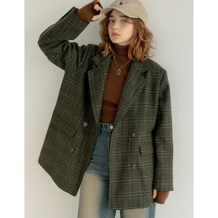 ウール混チェックor無地ミドルコート | Re:EDIT | 詳細画像6 