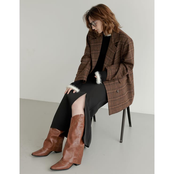 ウール混チェックor無地ミドルコート | Re:EDIT | 詳細画像37 