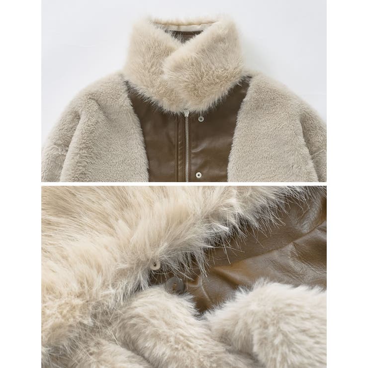 2WAYヴィンテージライクファー付フェイクレザージャケット | Re:EDIT | 詳細画像34 