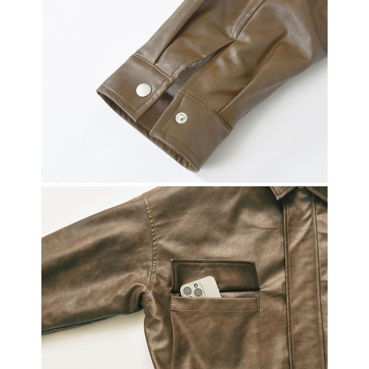 2WAYヴィンテージライクファー付フェイクレザージャケット | Re:EDIT | 詳細画像35 