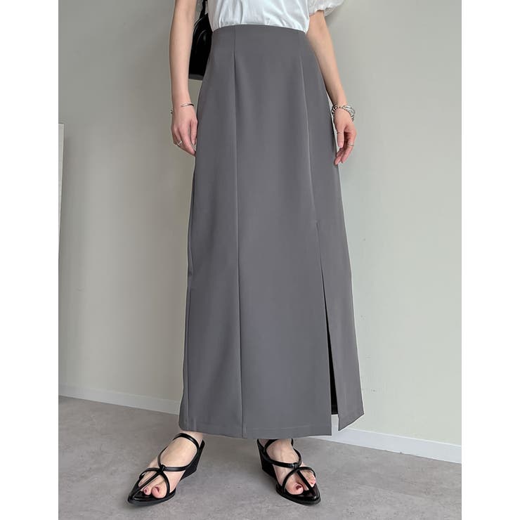 チャコールグレー(703) | [低身長/高身長サイズ有]カットツイルサイドスリットスカート | Re:EDIT