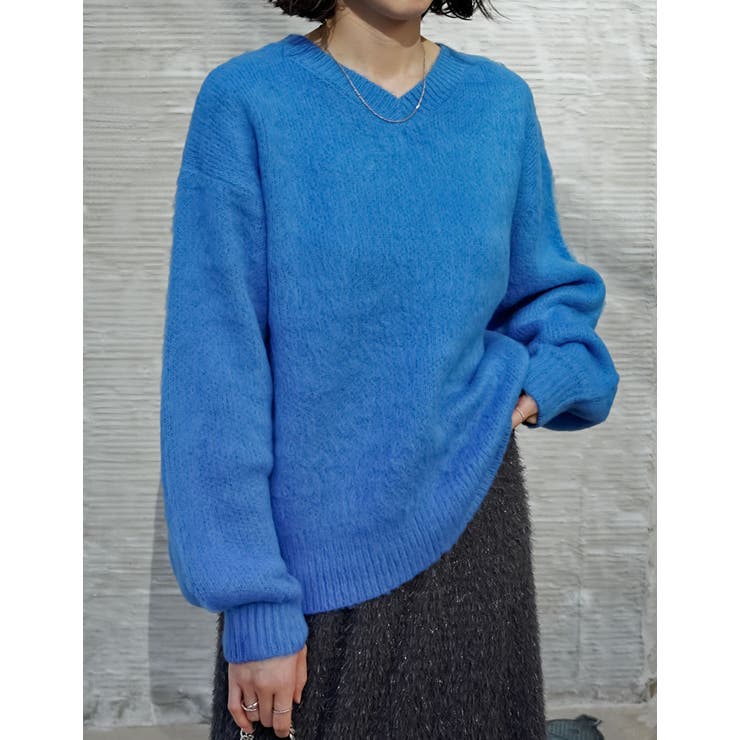 ëpa モヘアＶネックニット　グレー ニット Vネック モヘアニット[品番：HHHW0005201]｜HUG.U（ハグユー