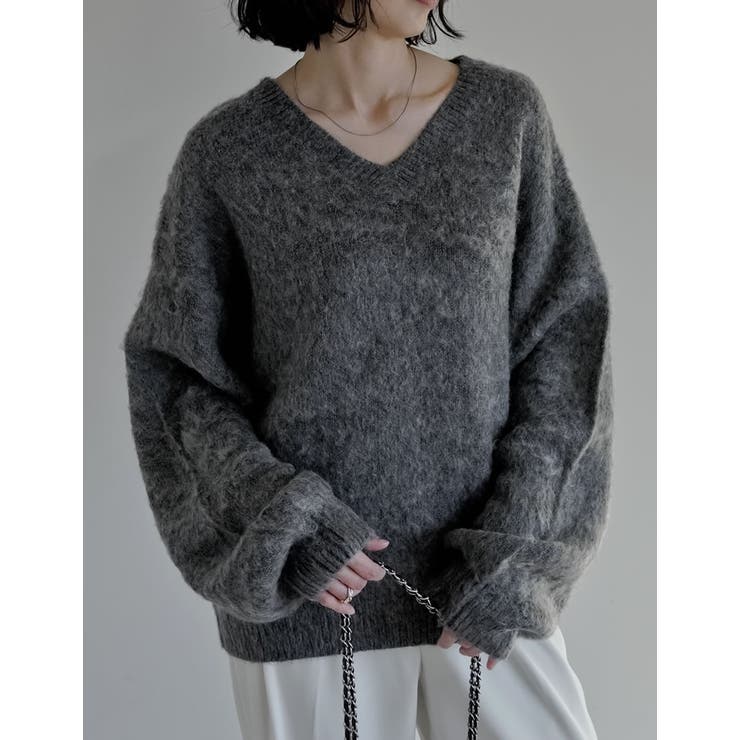 新色追加]モヘアライクVネックニットトップス[品番：GS000022502]｜Re