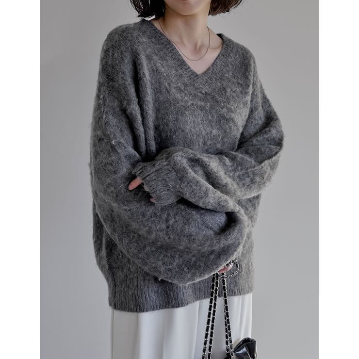 新色追加]モヘアライクVネックニットトップス[品番：GS000022502]｜Re