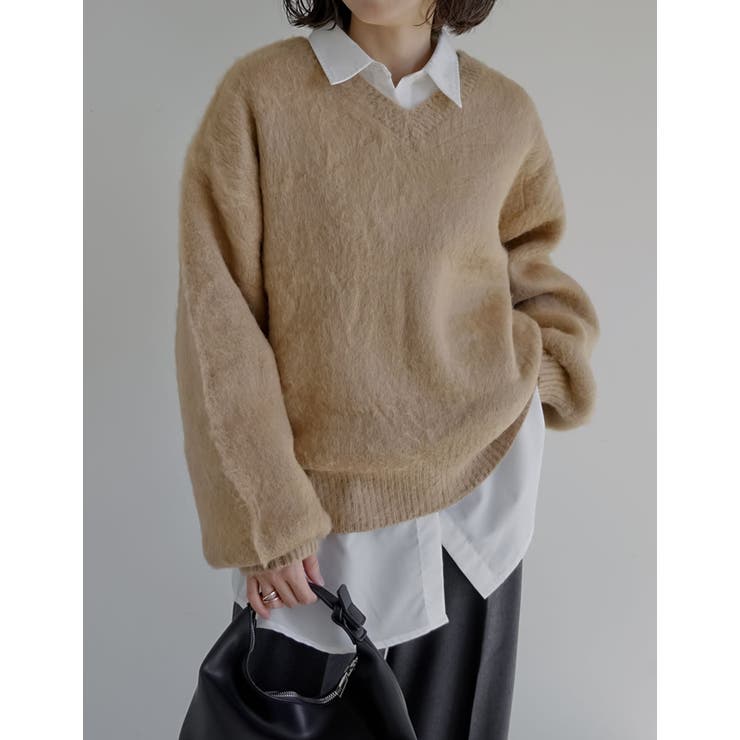 新色追加]モヘアライクVネックニットトップス[品番：GS000022502]｜Re
