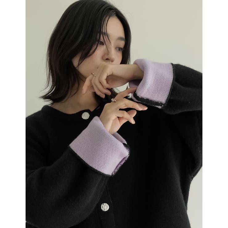 バイカラー金釦起毛ニットコート[品番：GS000022515]｜Re:EDIT