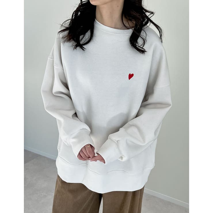 裏起毛ハートorリボンワンポイント刺繍スウェット[品番：GS000022518