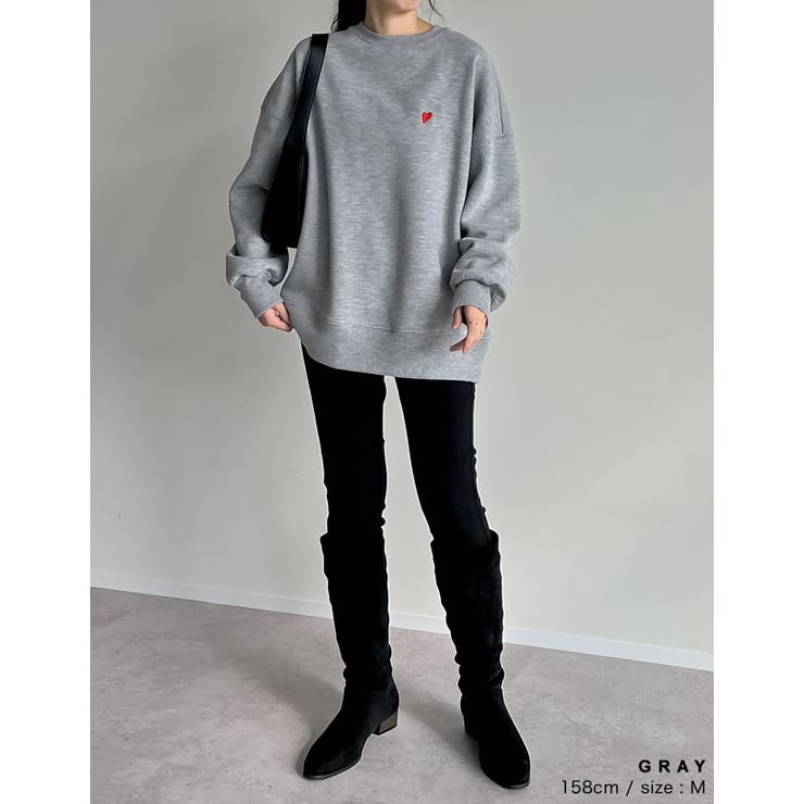 裏起毛ハートorリボンワンポイント刺繍スウェット[品番：GS000022518