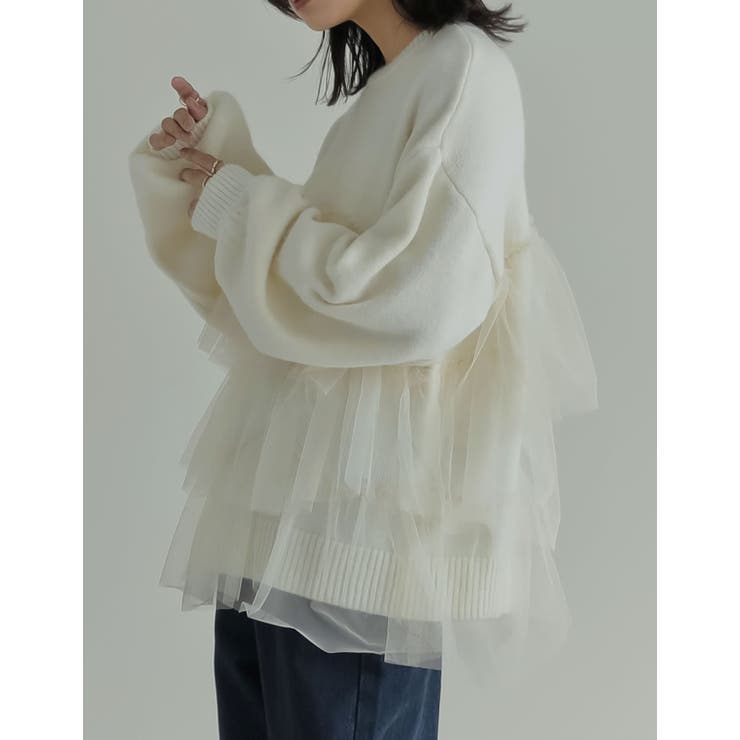 チュールギャザーモヘアタッチニットプルオーバー | Re:EDIT | 詳細画像15 