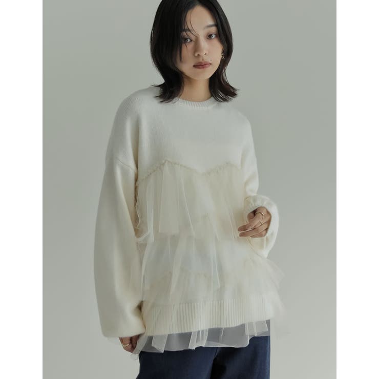 チュールギャザーモヘアタッチニットプルオーバー | Re:EDIT | 詳細画像5 