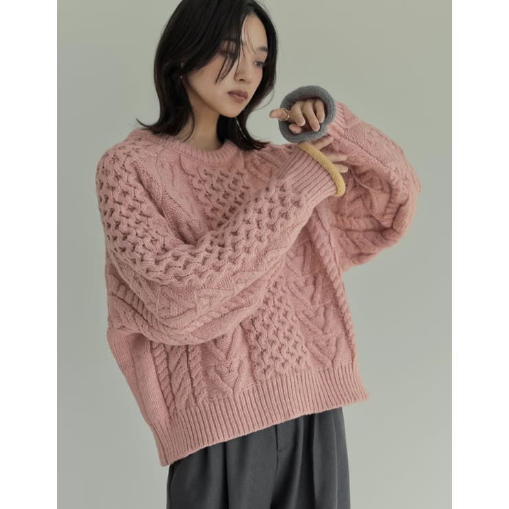 ニット セーター 「2024-25 WINTER COLLECTION」配色ハートケーブルニット レディース 2024-25 WINTER COLLECTION]配色ハートケーブルニット[品番