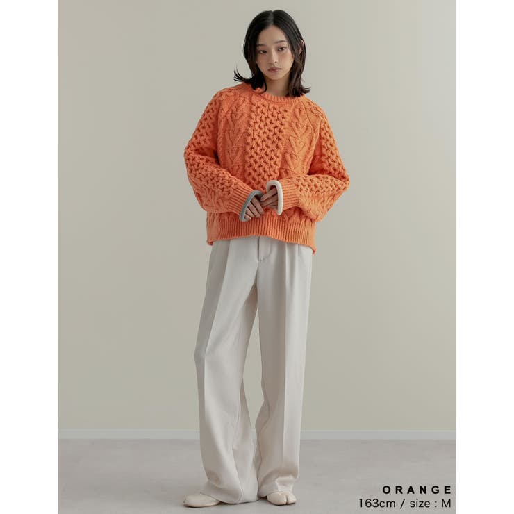 ニット セーター 「2024-25 WINTER COLLECTION」配色ハートケーブルニット レディース リエディ Re:EDIT [2024-25 WINTER PRE ORDER]配色ハート