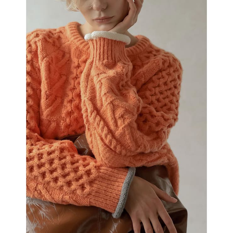 ニット セーター 「2024-25 WINTER COLLECTION」配色ハートケーブルニット レディース 2024-25 WINTER COLLECTION]配色ハートケーブルニット[品番