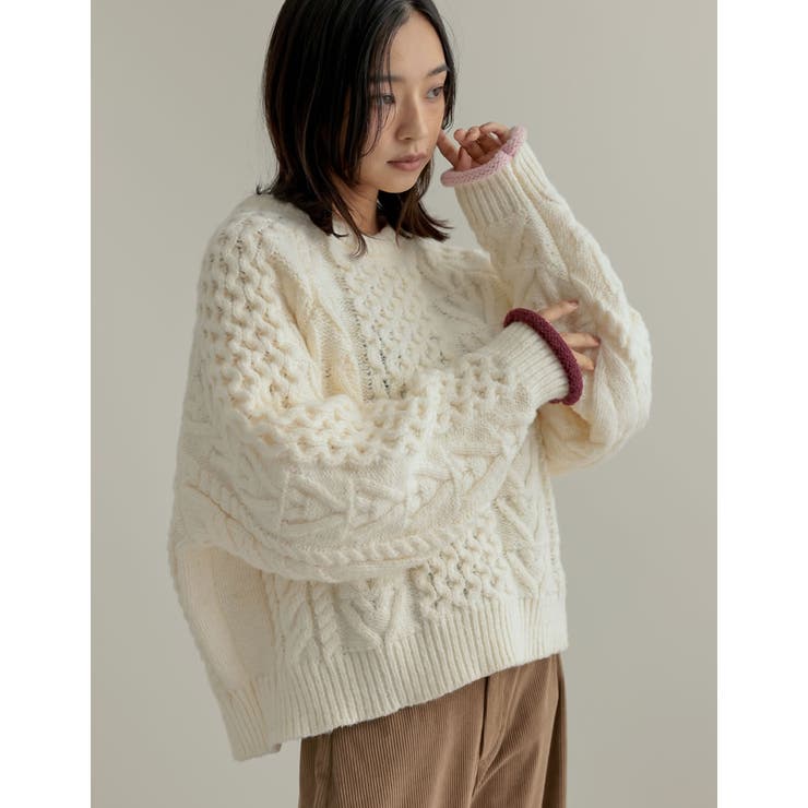 [2024-25 WINTER COLLECTION]配色ハートケーブルニット | Re:EDIT | 詳細画像23 