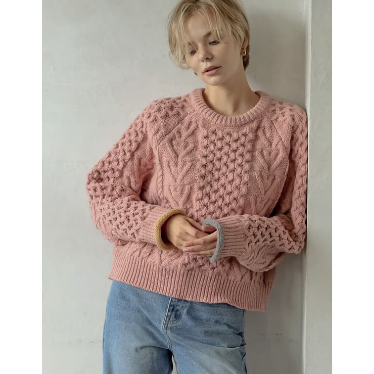 ニット セーター 「2024-25 WINTER COLLECTION」配色ハートケーブルニット レディース 2024-25 WINTER COLLECTION]配色ハートケーブルニット[品番