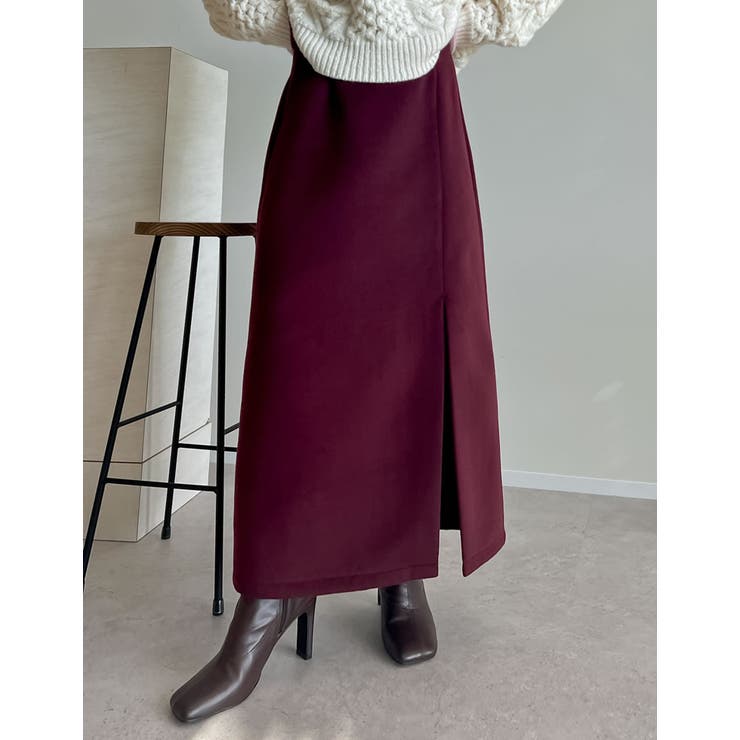 レッド(506) | 起毛フロントスリットタイトスカート | Re:EDIT