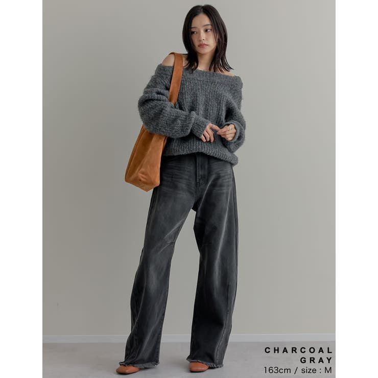 ミックスニットオフショルダートップス[品番：GS000022562]｜Re:EDIT