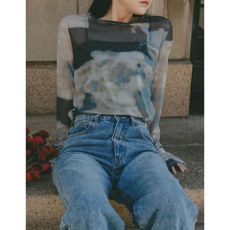 2025SS COLLECTION]ニュアンス柄シアーロングTシャツ[品番