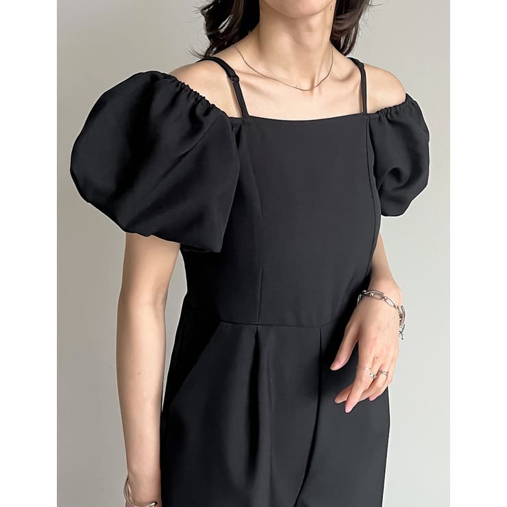 [低身長サイズ有]ライトエステルバルーンスリーブオフショル2WAYオールインワン | Re:EDIT | 詳細画像25 