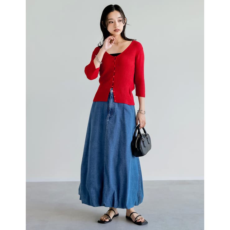 萌 デニム バルーンスカート コットンデニムバルーンスカート - スカート通販 | 人気