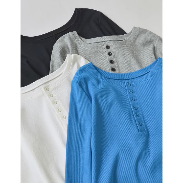 2025SS COLLECTION]リブカットソーヘンリーネックロングTシャツ[品番