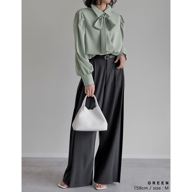 [オケージョン セレモニー][2WAY]無地or花柄ボウタイ付きブラウス | Re:EDIT | 詳細画像12 