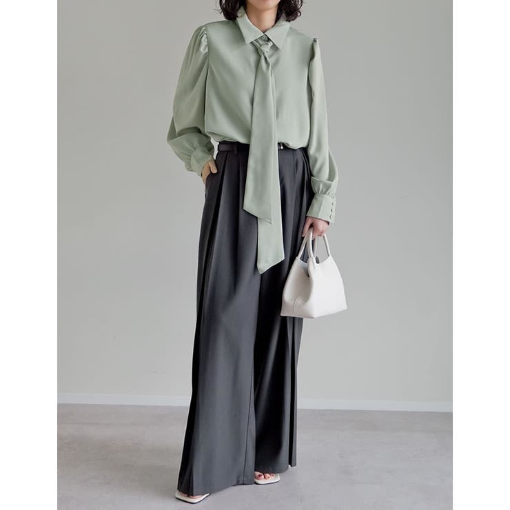 [オケージョン セレモニー][2WAY]無地or花柄ボウタイ付きブラウス | Re:EDIT | 詳細画像13 