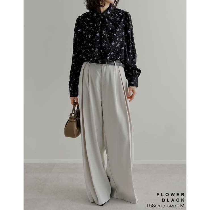 [オケージョン セレモニー][2WAY]無地or花柄ボウタイ付きブラウス | Re:EDIT | 詳細画像14 