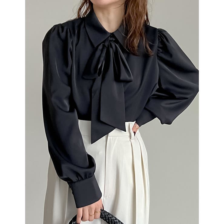 [オケージョン セレモニー][2WAY]無地or花柄ボウタイ付きブラウス | Re:EDIT | 詳細画像2 