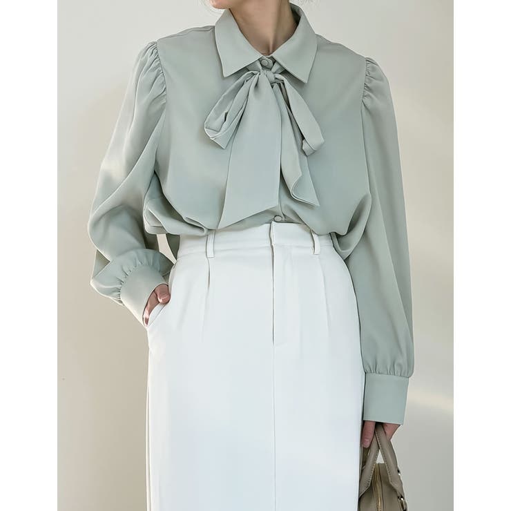 無地or花柄タイ付きブラウス | Re:EDIT | 詳細画像4 