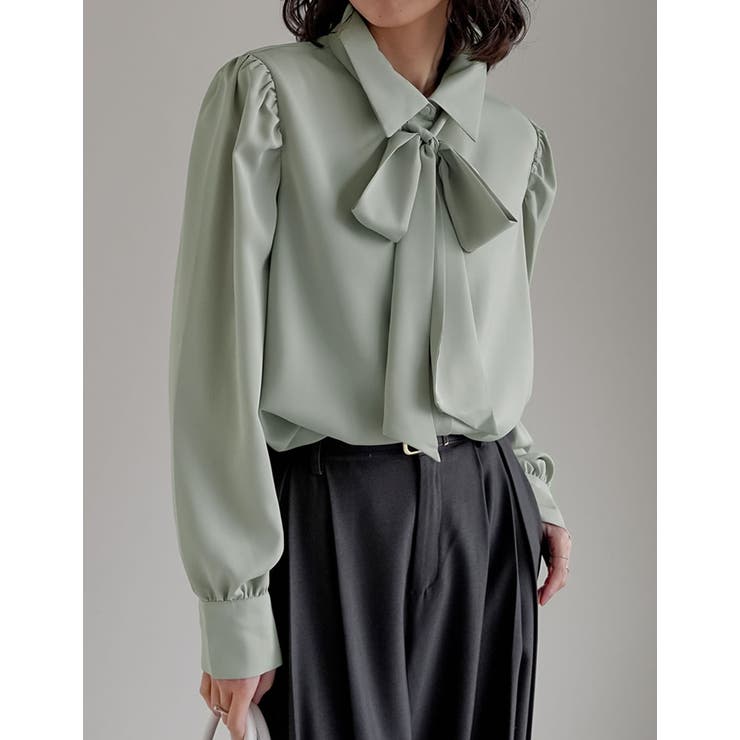 [オケージョン セレモニー][2WAY]無地or花柄ボウタイ付きブラウス | Re:EDIT | 詳細画像4 