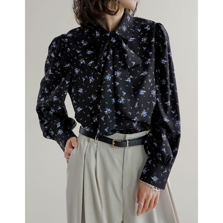 [オケージョン セレモニー][2WAY]無地or花柄ボウタイ付きブラウス | Re:EDIT | 詳細画像5 