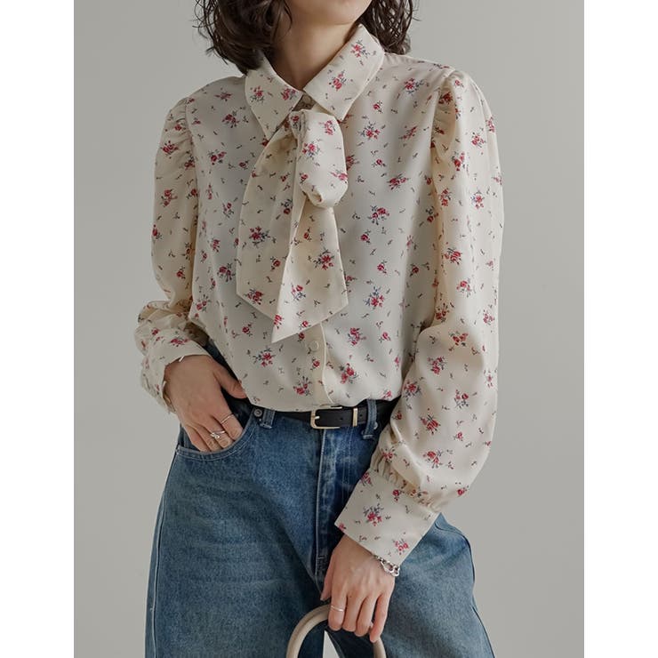 [オケージョン セレモニー][2WAY]無地or花柄ボウタイ付きブラウス | Re:EDIT | 詳細画像6 