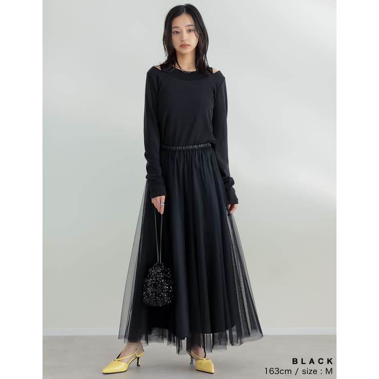 ５５％以上節約 2025SS COLLECTION]チュールギャザーマキシスカート[品番 Mサイズ