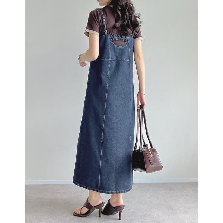 [低身長/高身長サイズ有]コットンデニムフロントボタンキャミソールワンピース | Re:EDIT | 詳細画像7 